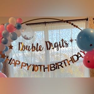 Double digit girls birthday banner